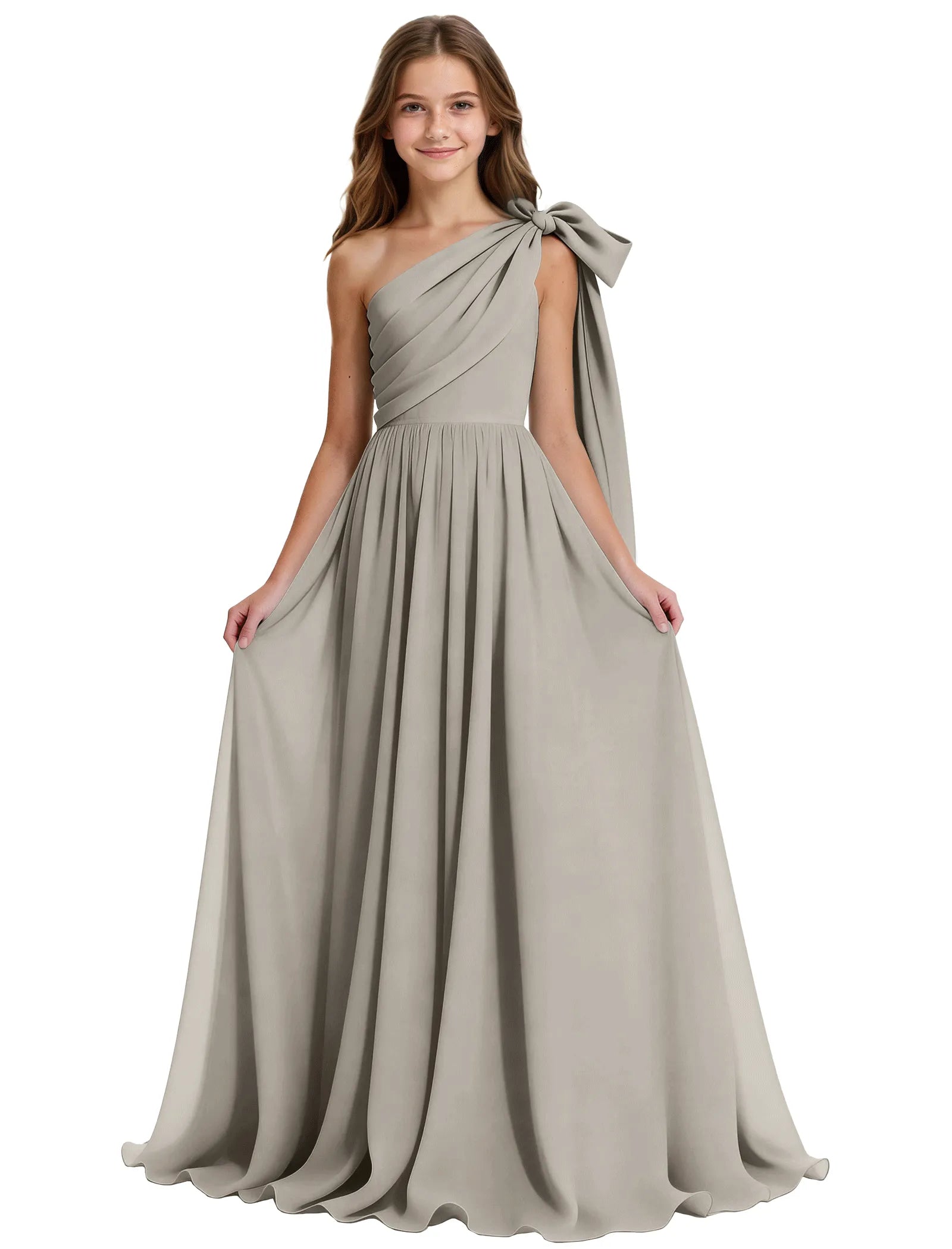 One-Shoulder Bow Junior Bridesmaid Dress