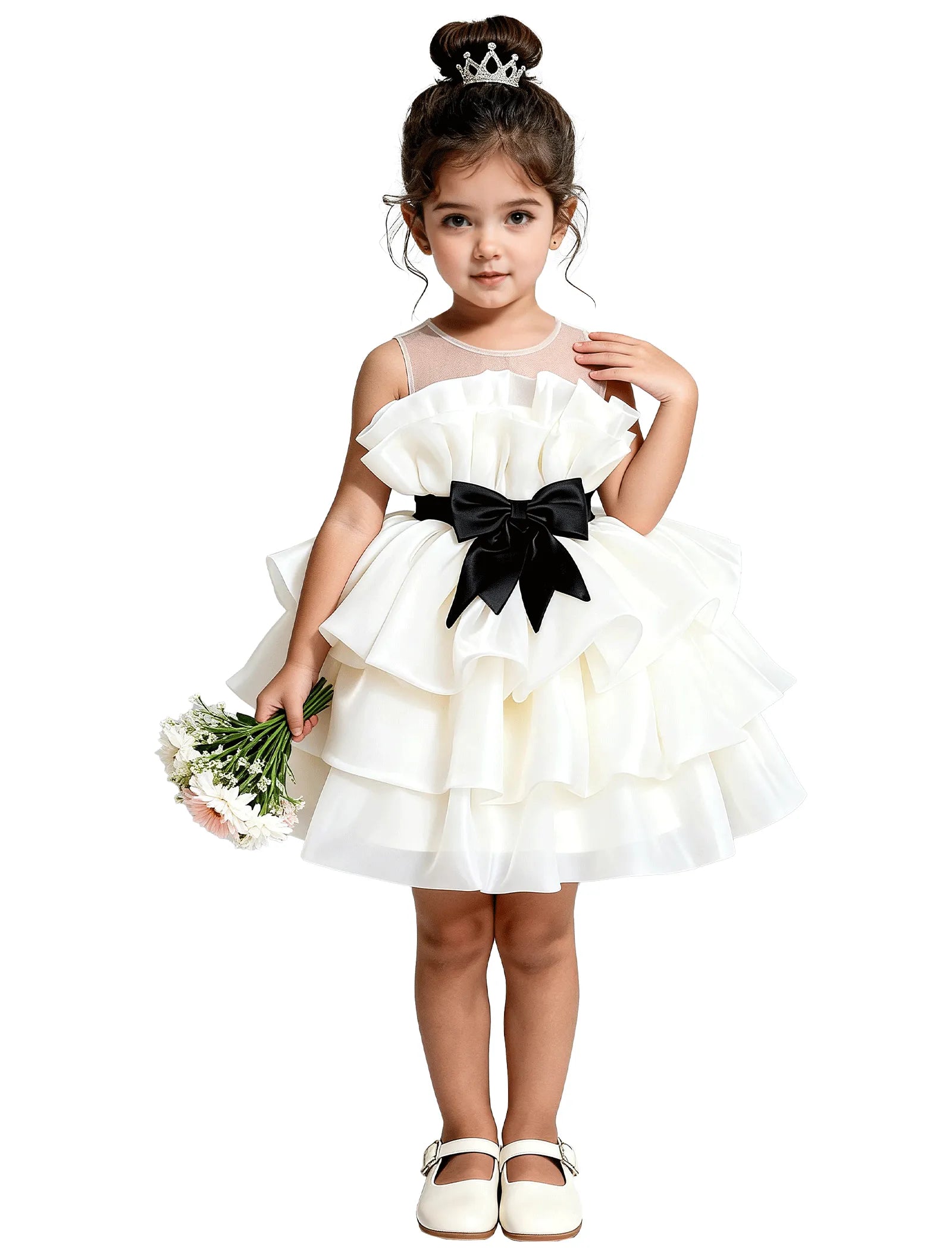 Satin Ruffle Tiered Dress for Little Girls