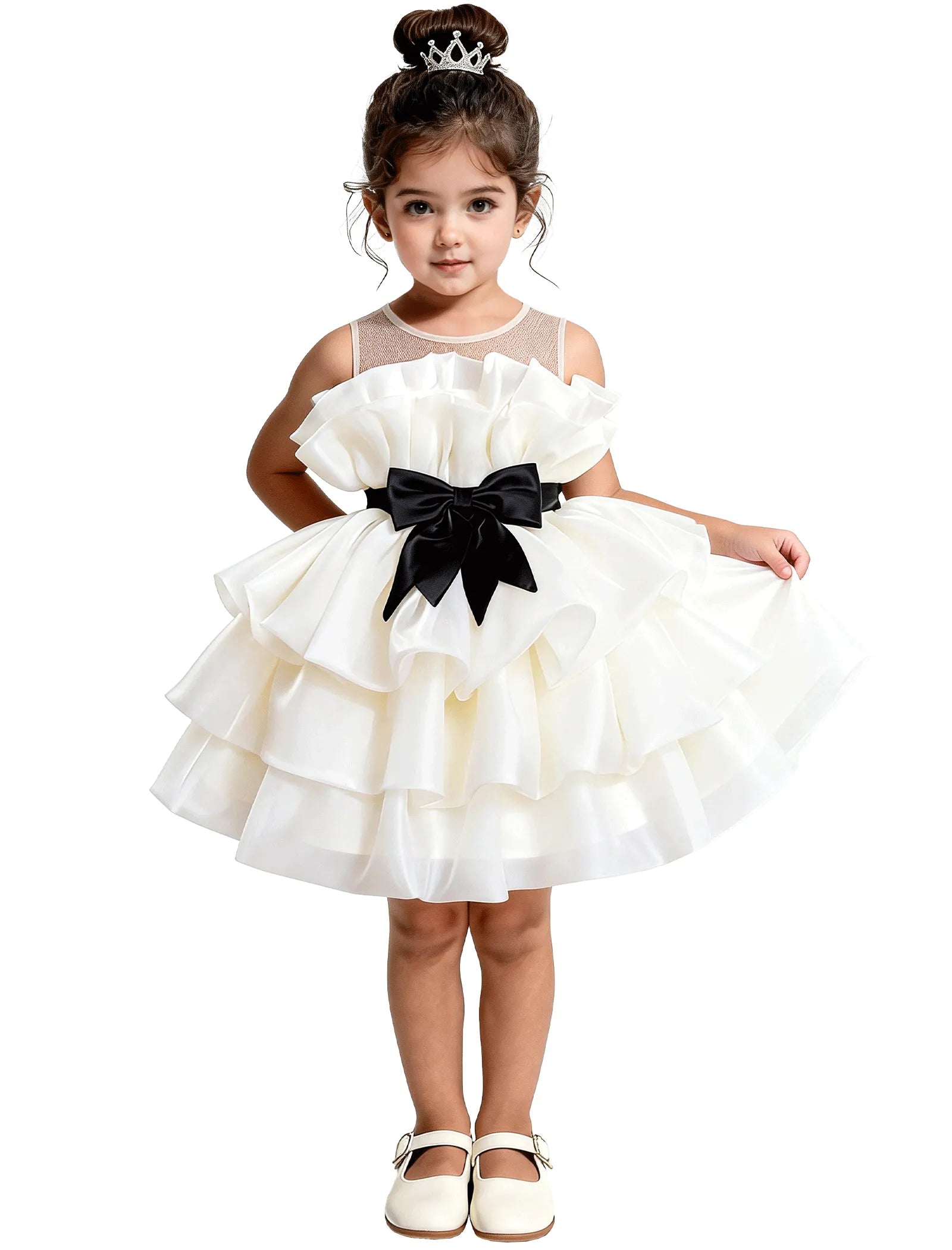 Satin Ruffle Tiered Dress for Little Girls