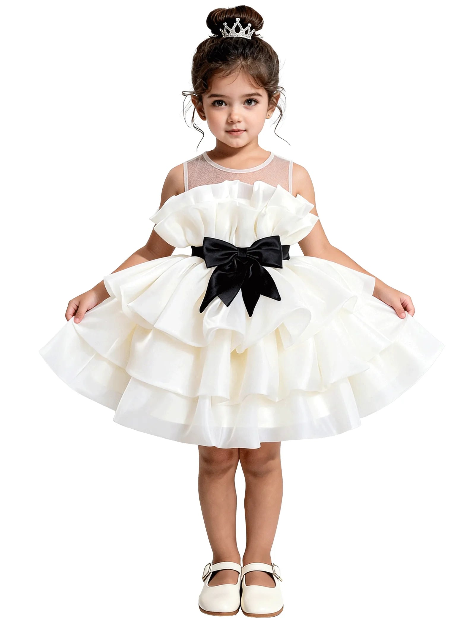 Satin Ruffle Tiered Dress for Little Girls