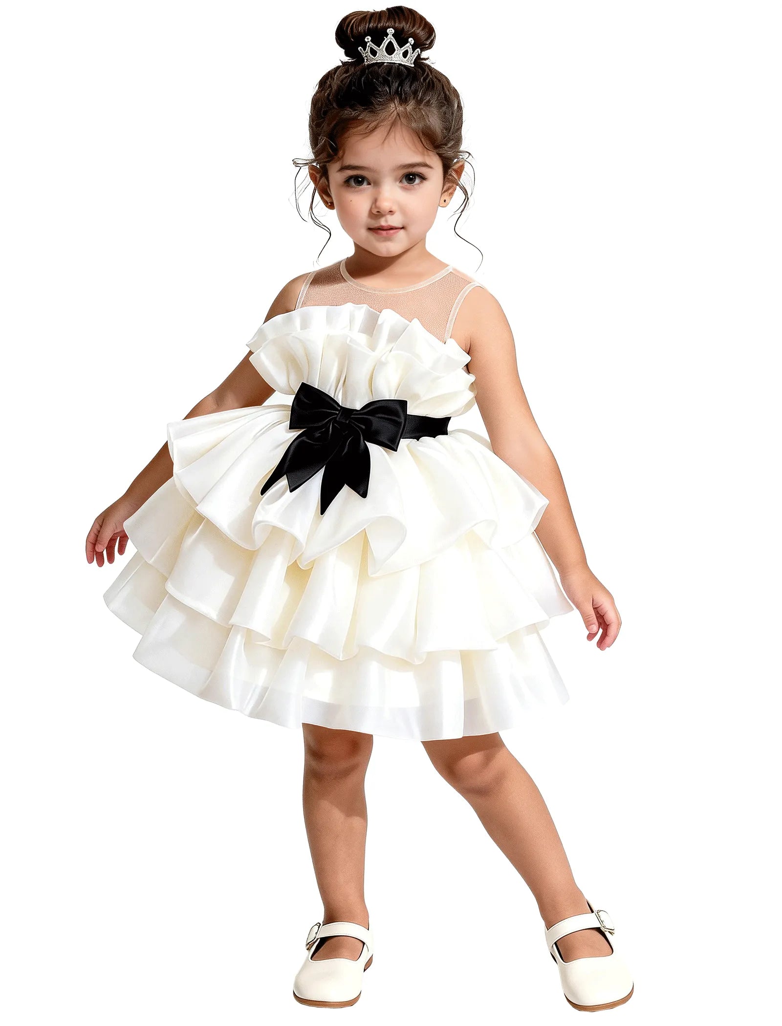 Satin Ruffle Tiered Dress for Little Girls