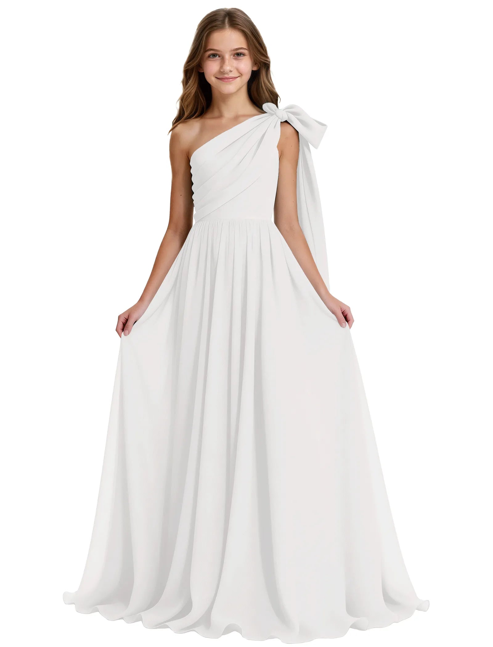 One-Shoulder Bow Junior Bridesmaid Dress