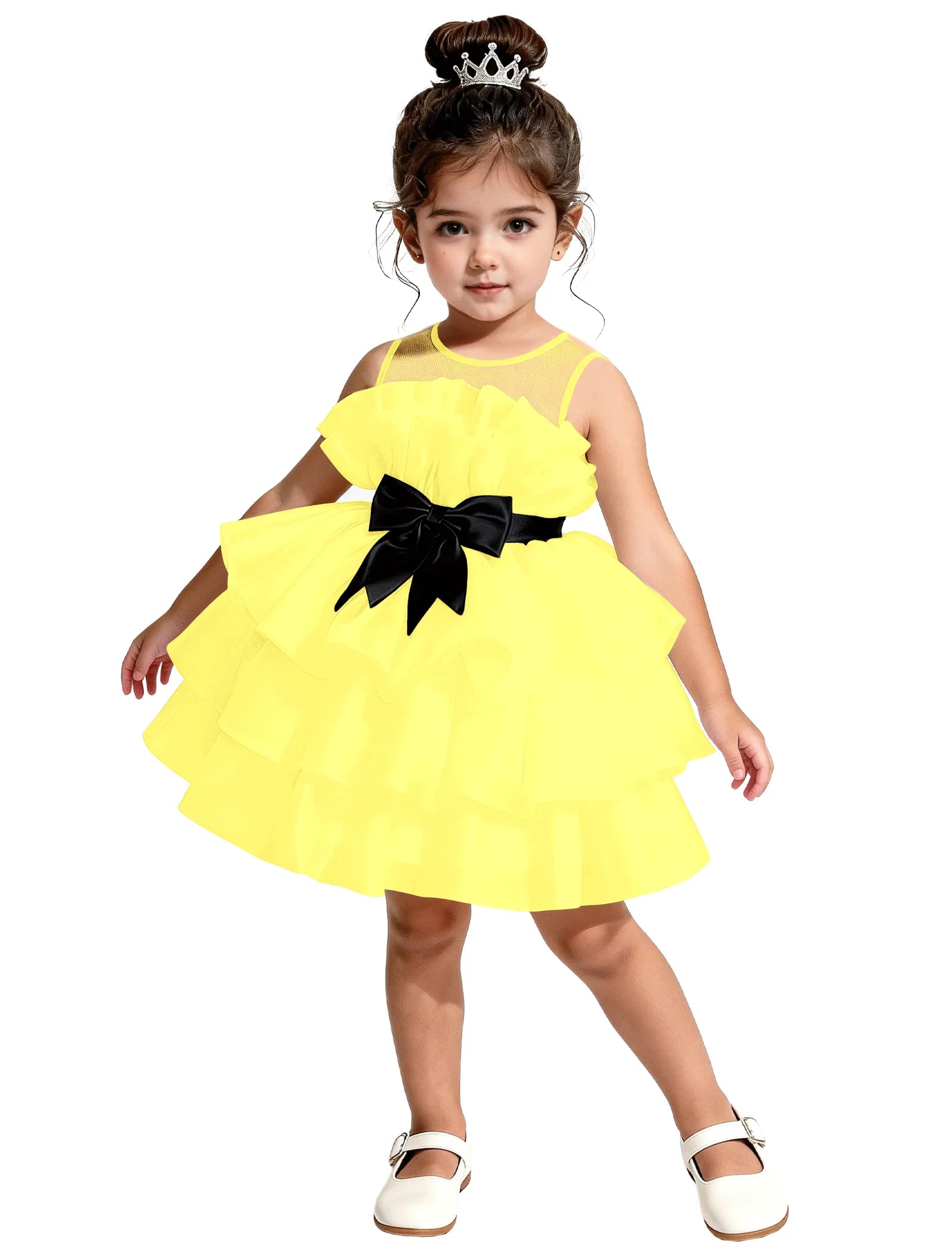 Satin Ruffle Tiered Dress for Little Girls