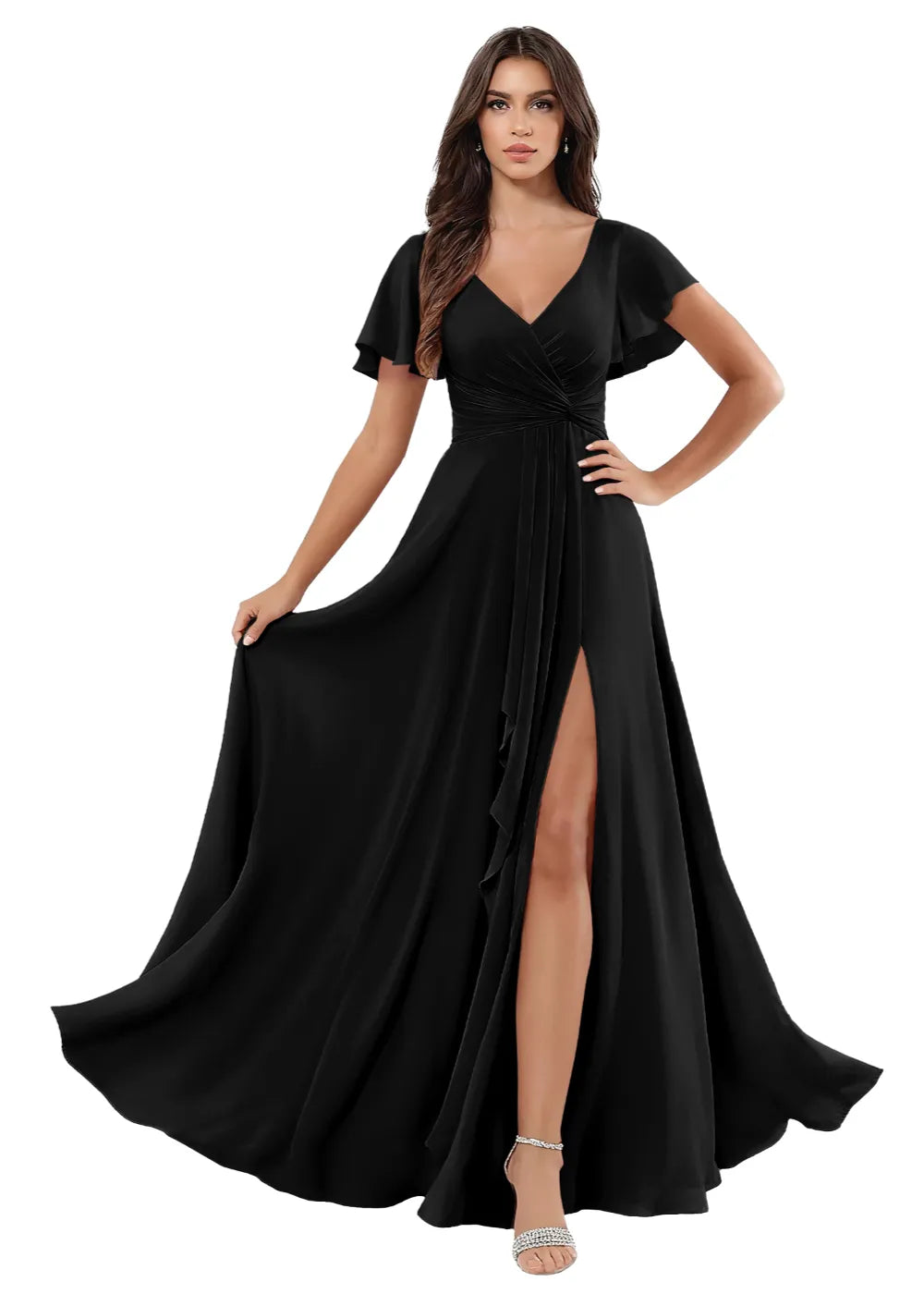 A-Line Chiffon Maxi Dress