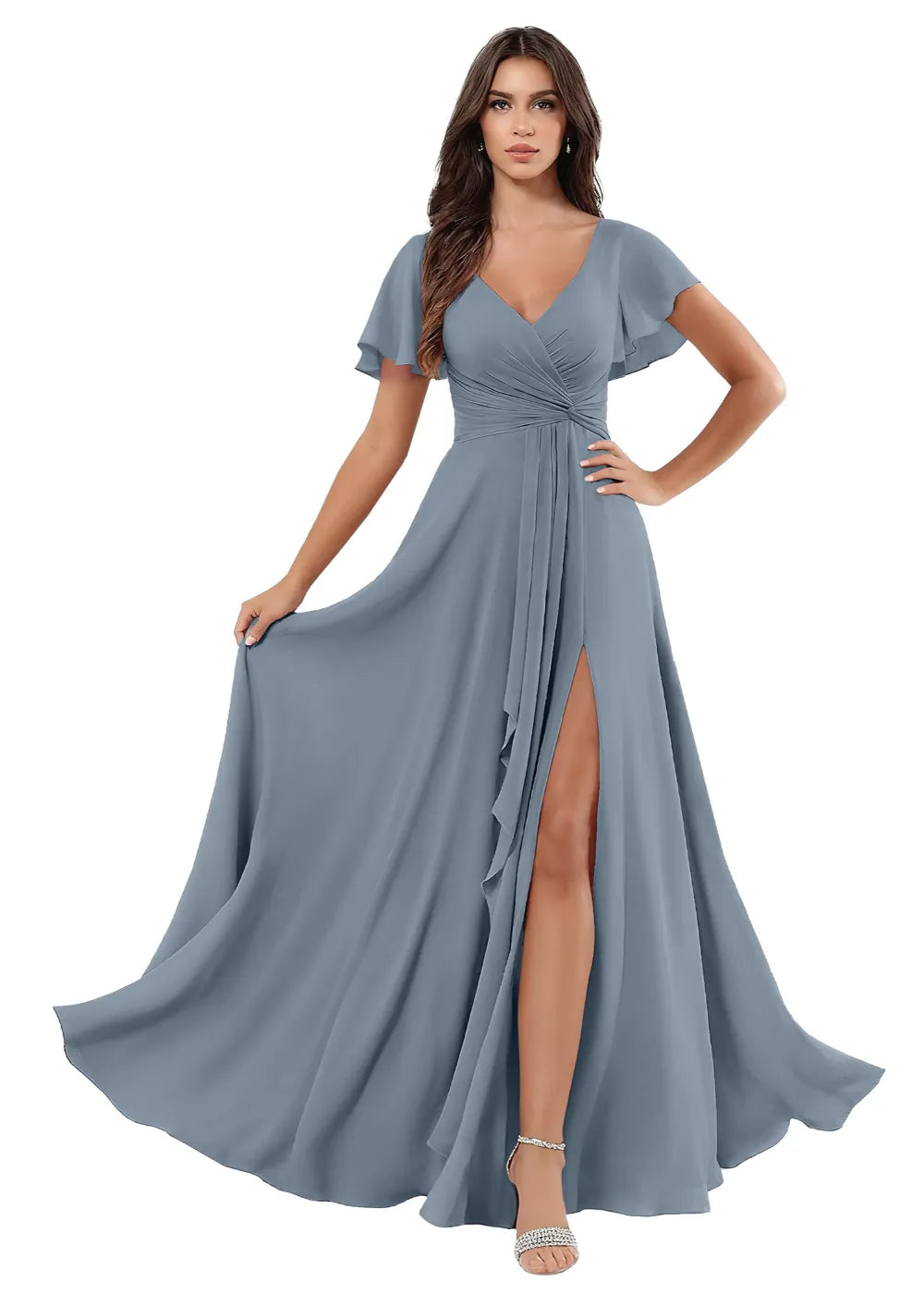 A-Line Chiffon Maxi Dress