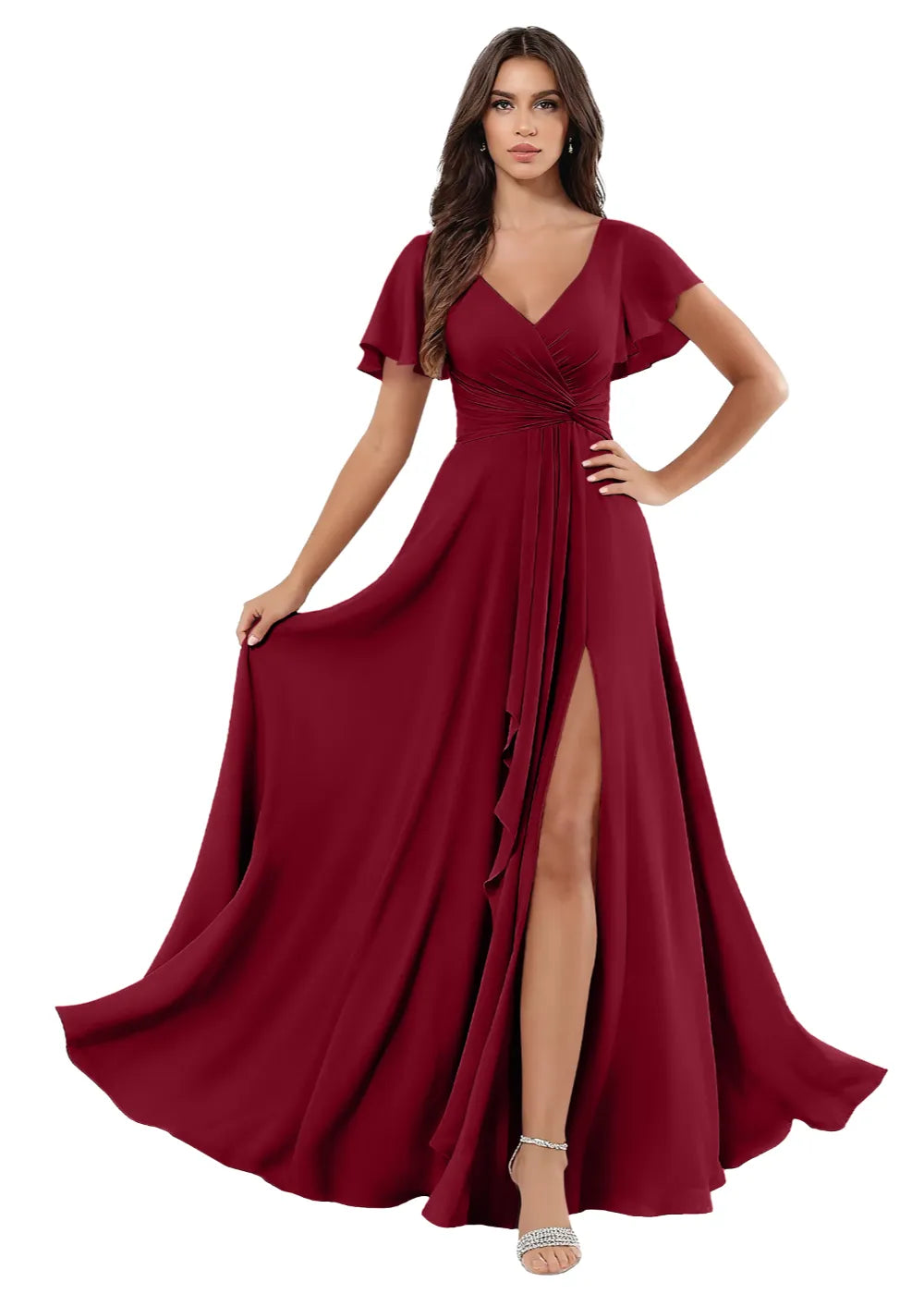 A-Line Chiffon Maxi Dress