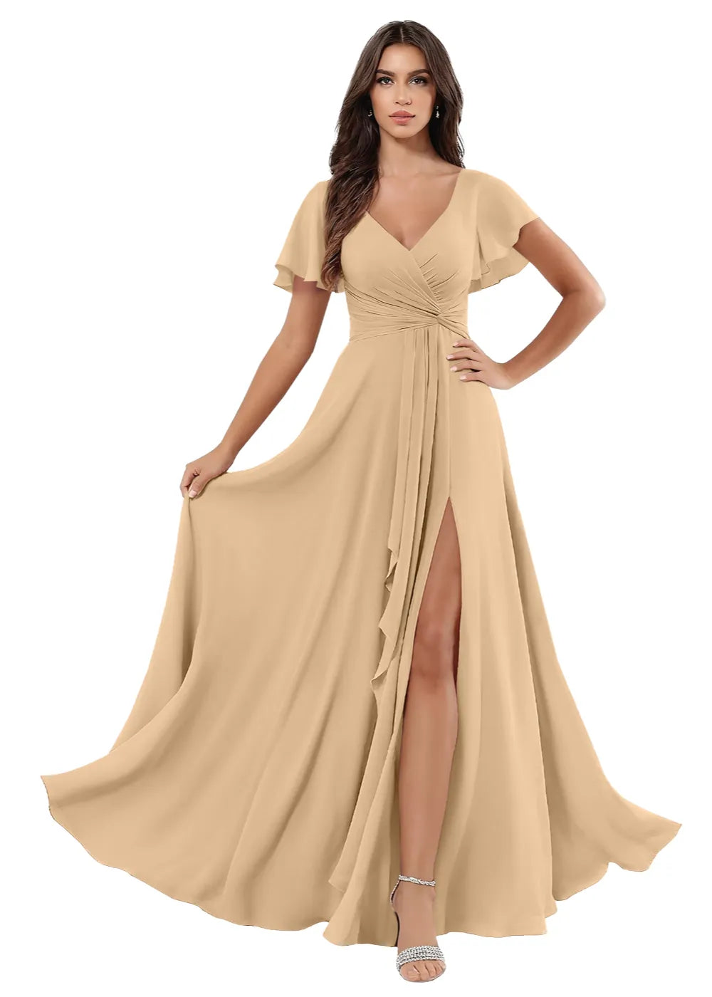 A-Line Chiffon Maxi Dress