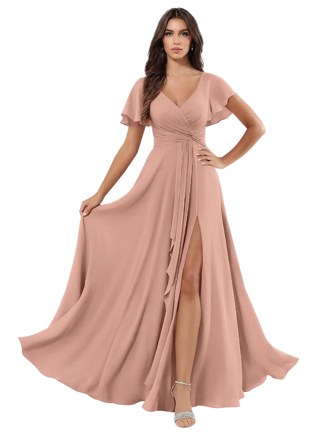 A-Line Chiffon Maxi Dress