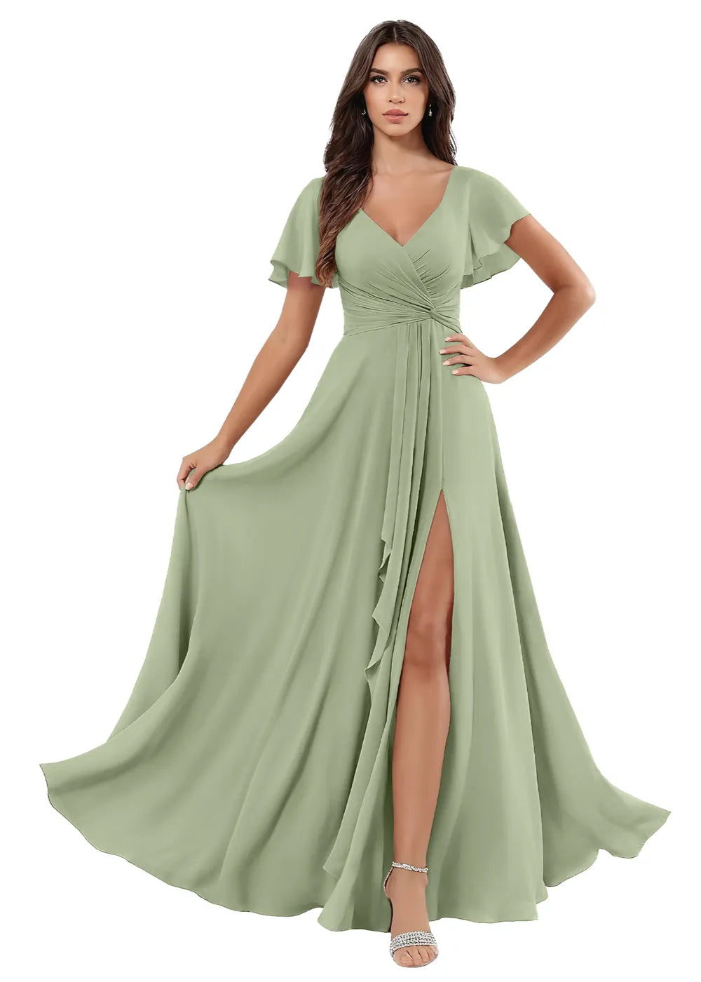 A-Line Chiffon Maxi Dress