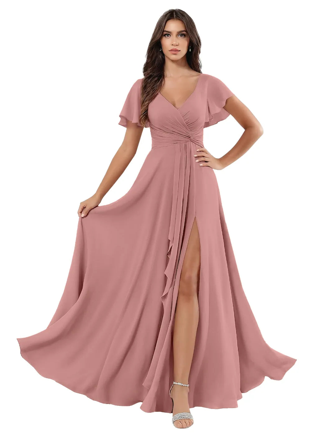 A-Line Chiffon Maxi Dress
