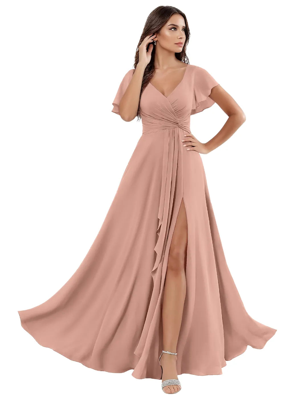 A-Line Chiffon Maxi Dress