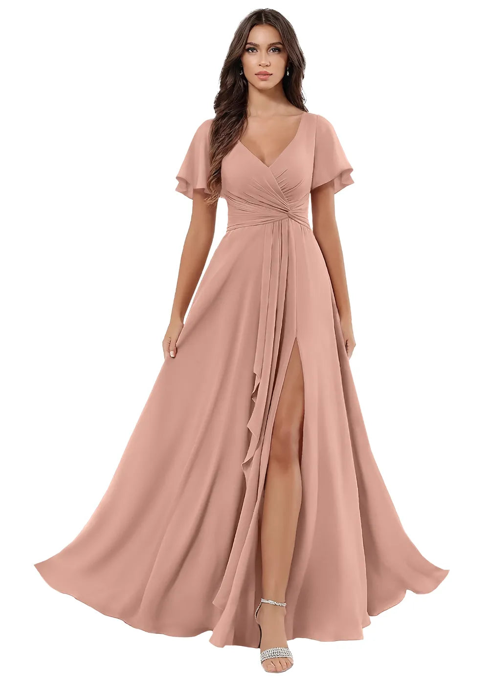 A-Line Chiffon Maxi Dress