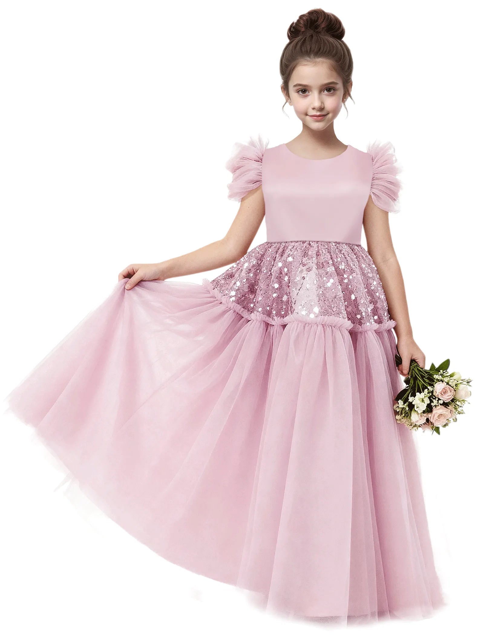 Vestido de princesa sin mangas de encaje