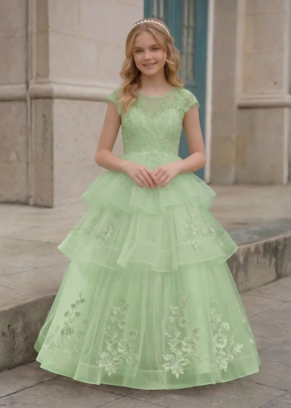 Vestido de princesa sin mangas de encaje