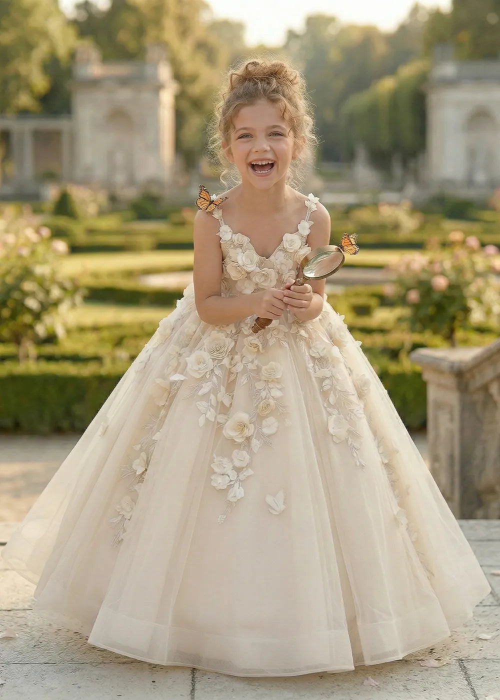 Boutique 3D Flower Tulle Formal Gown for Girls