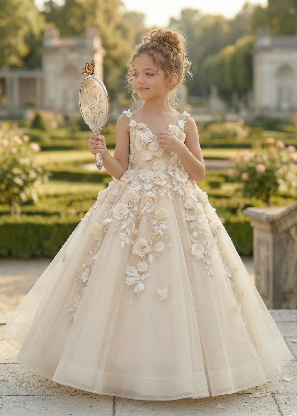 Boutique 3D Flower Tulle Formal Gown for Girls