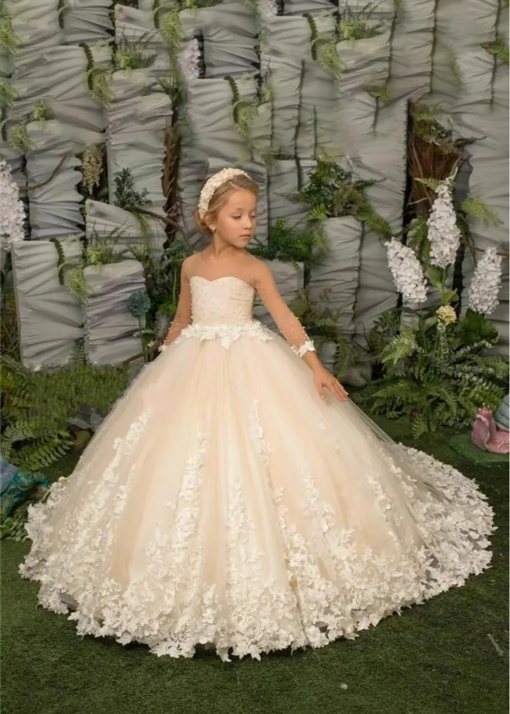Couture Lace Tulle Flower Girl Dress for Weddings