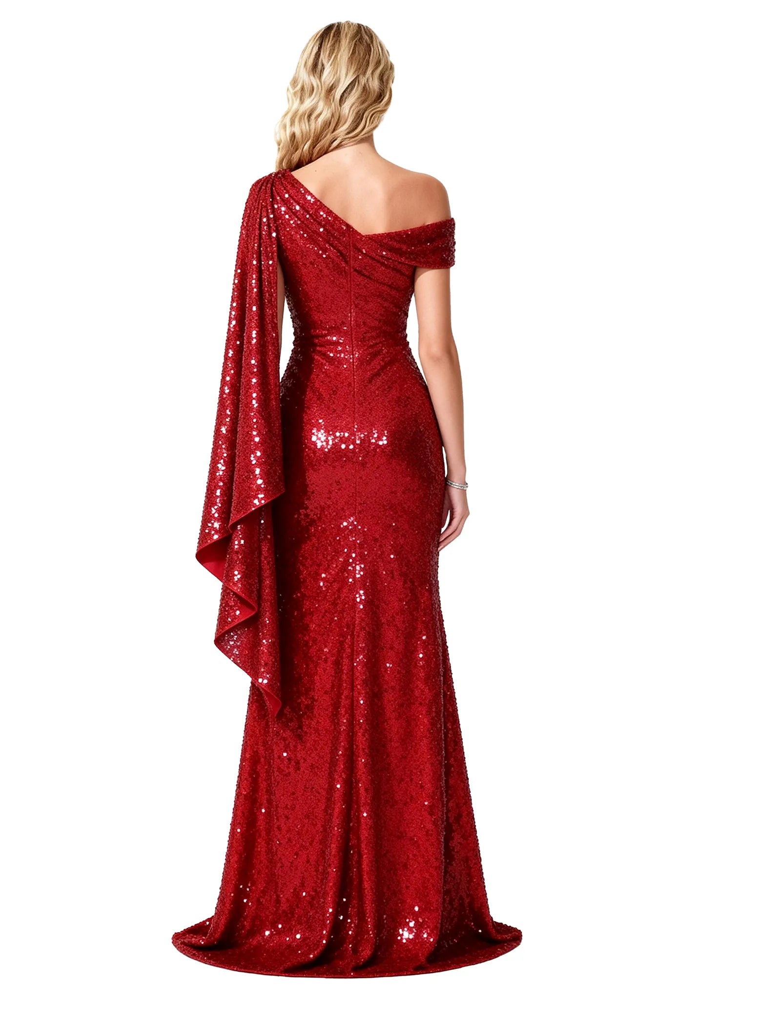 Embellished One Shoulder Gown