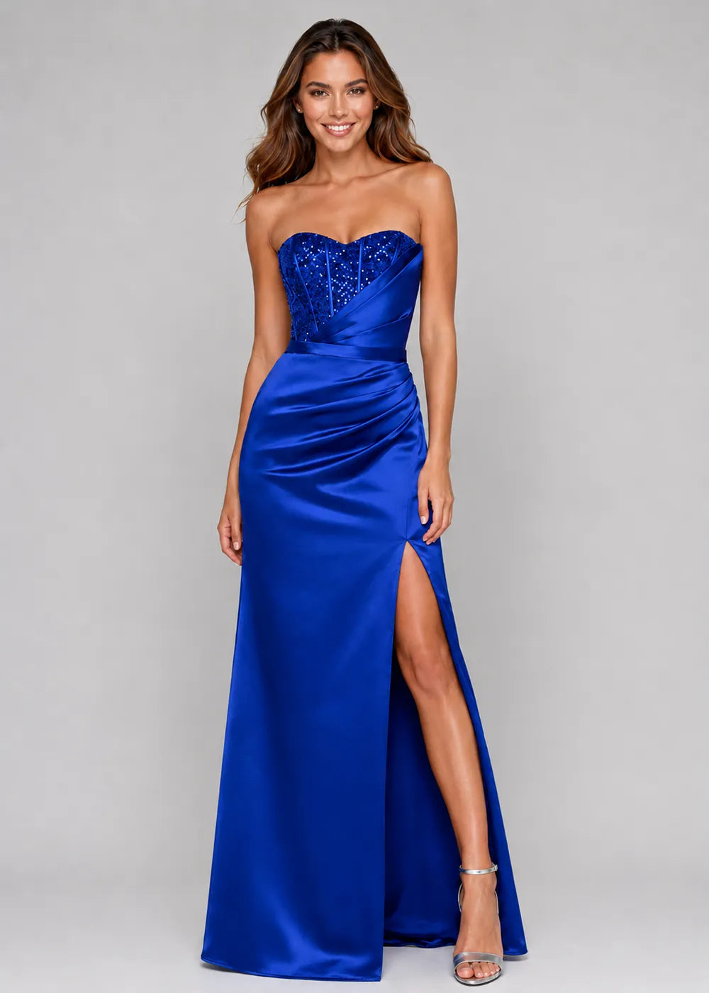 Beaded Corset Mermaid Satin Prom Dress