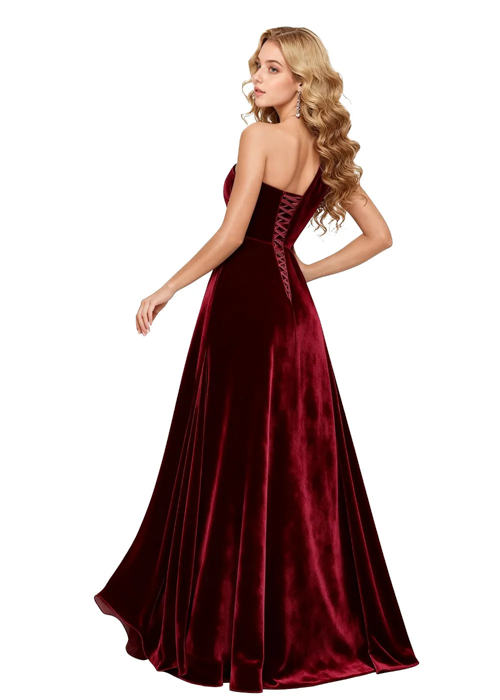 Opulent One-Shoulder Velvet Gown with Slit