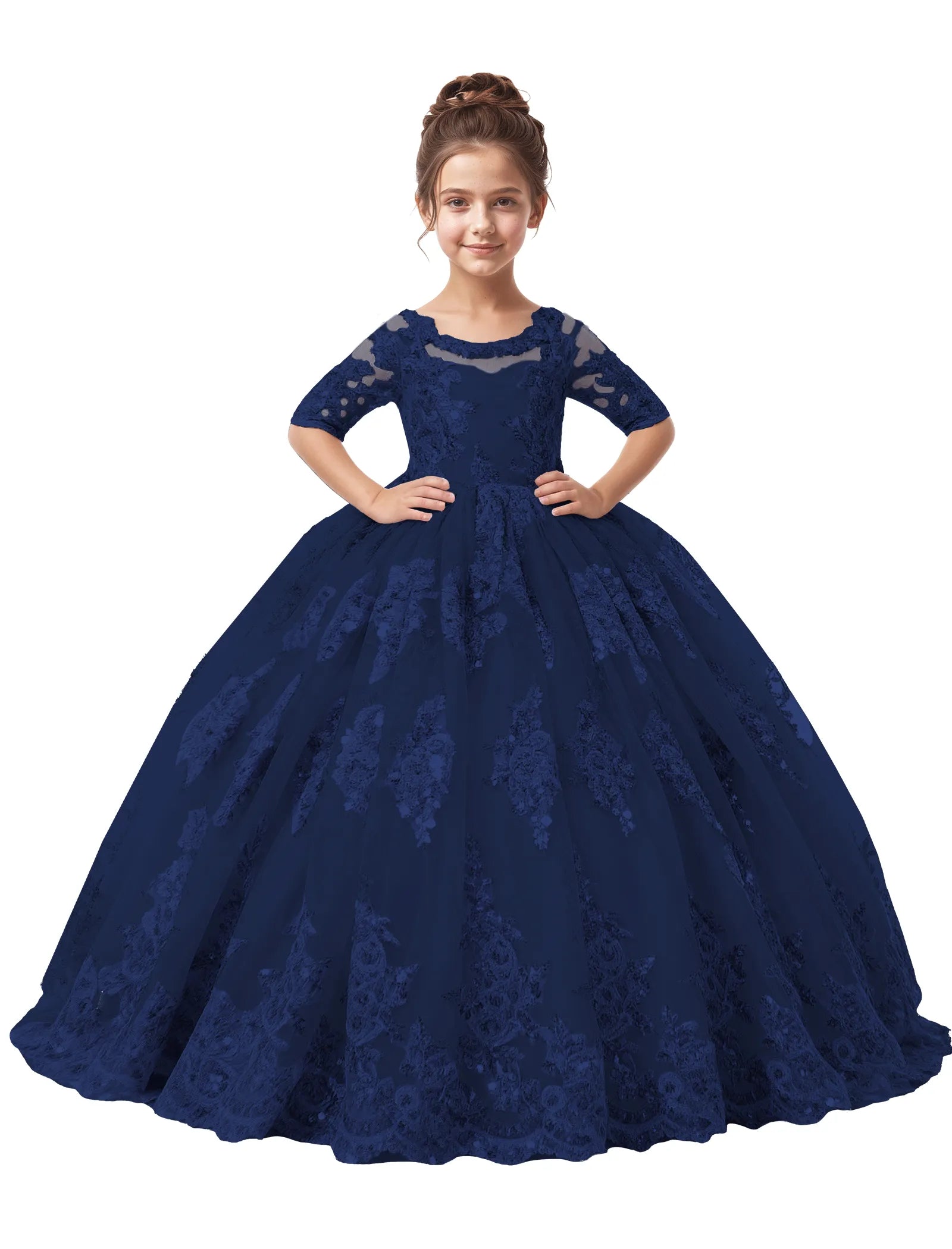 Vestido de princesa sin mangas de encaje