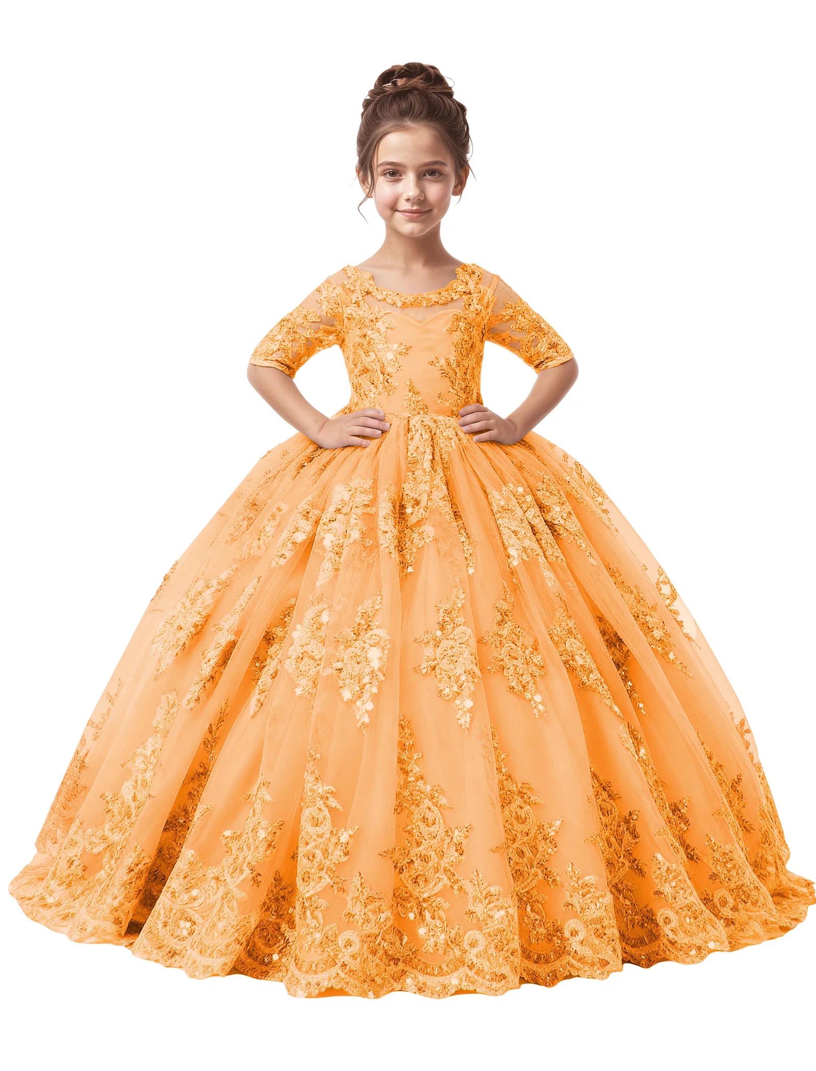 Vestido de princesa sin mangas de encaje