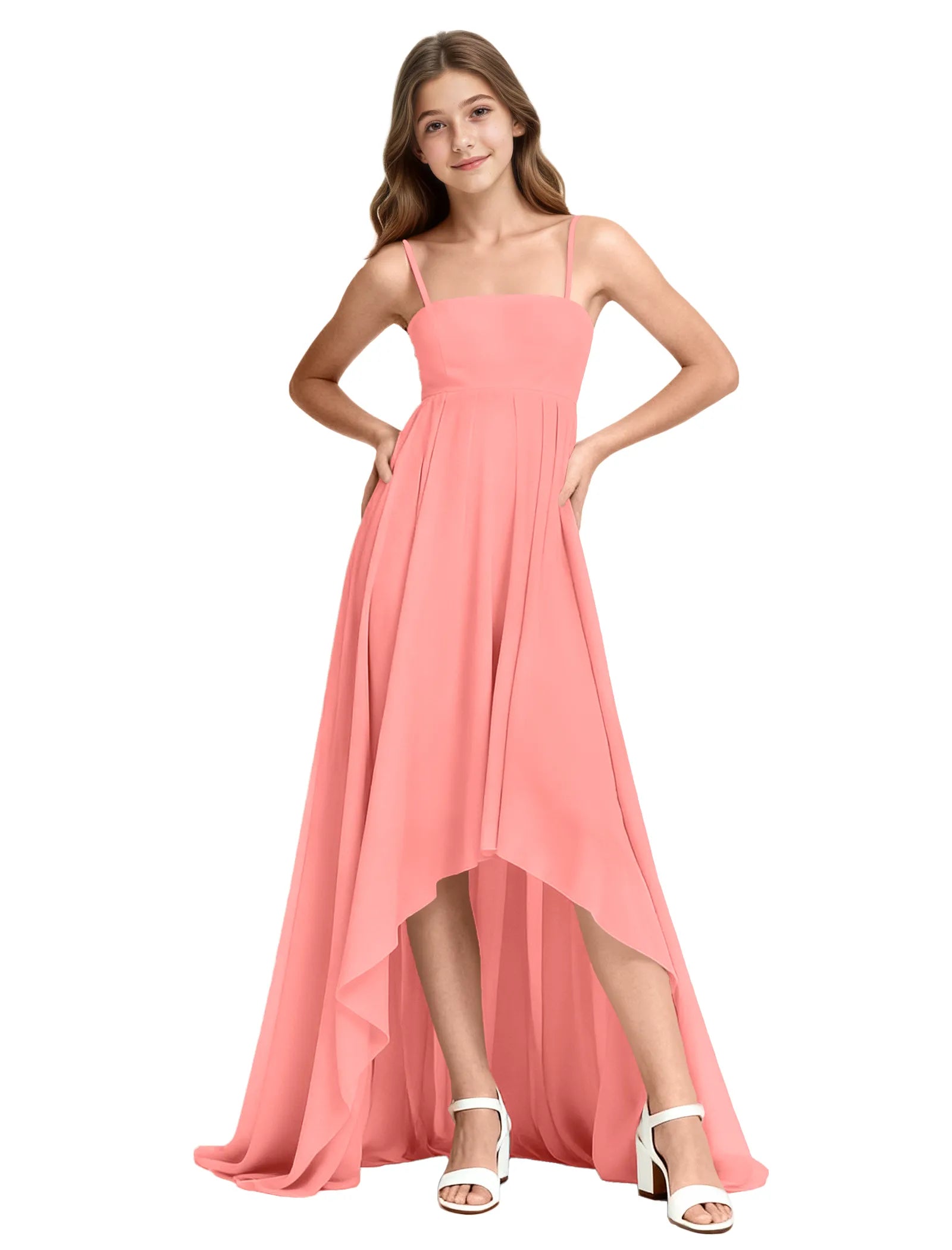 High-Low Chiffon Junior Bridesmaid Dress