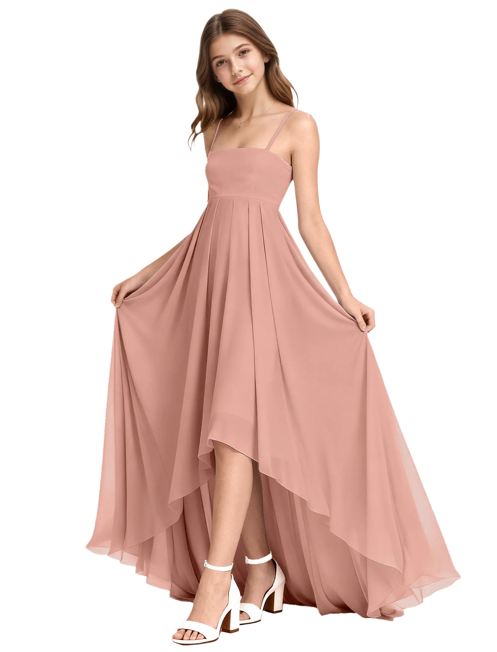 High-Low Chiffon Junior Bridesmaid Dress