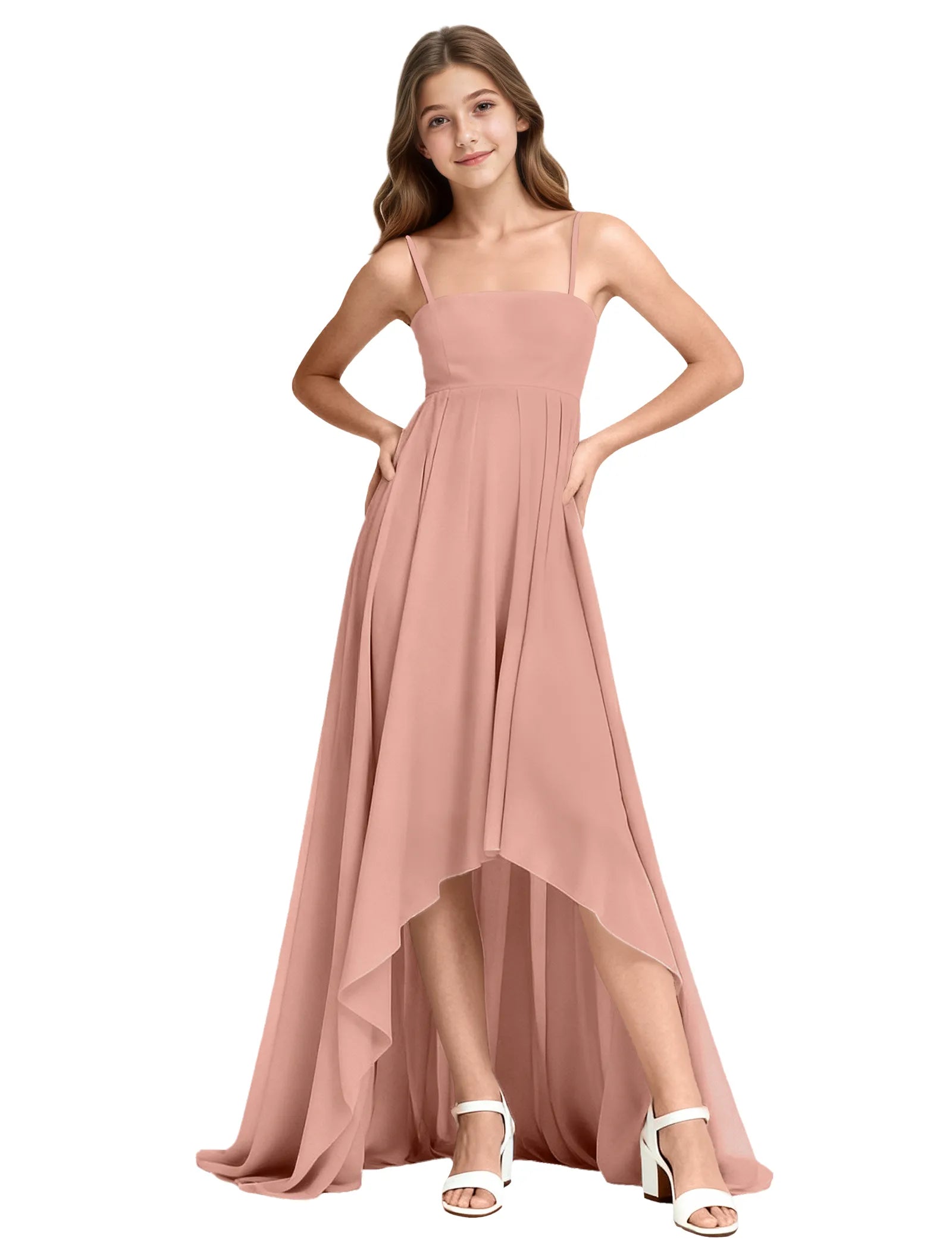 High-Low Chiffon Junior Bridesmaid Dress