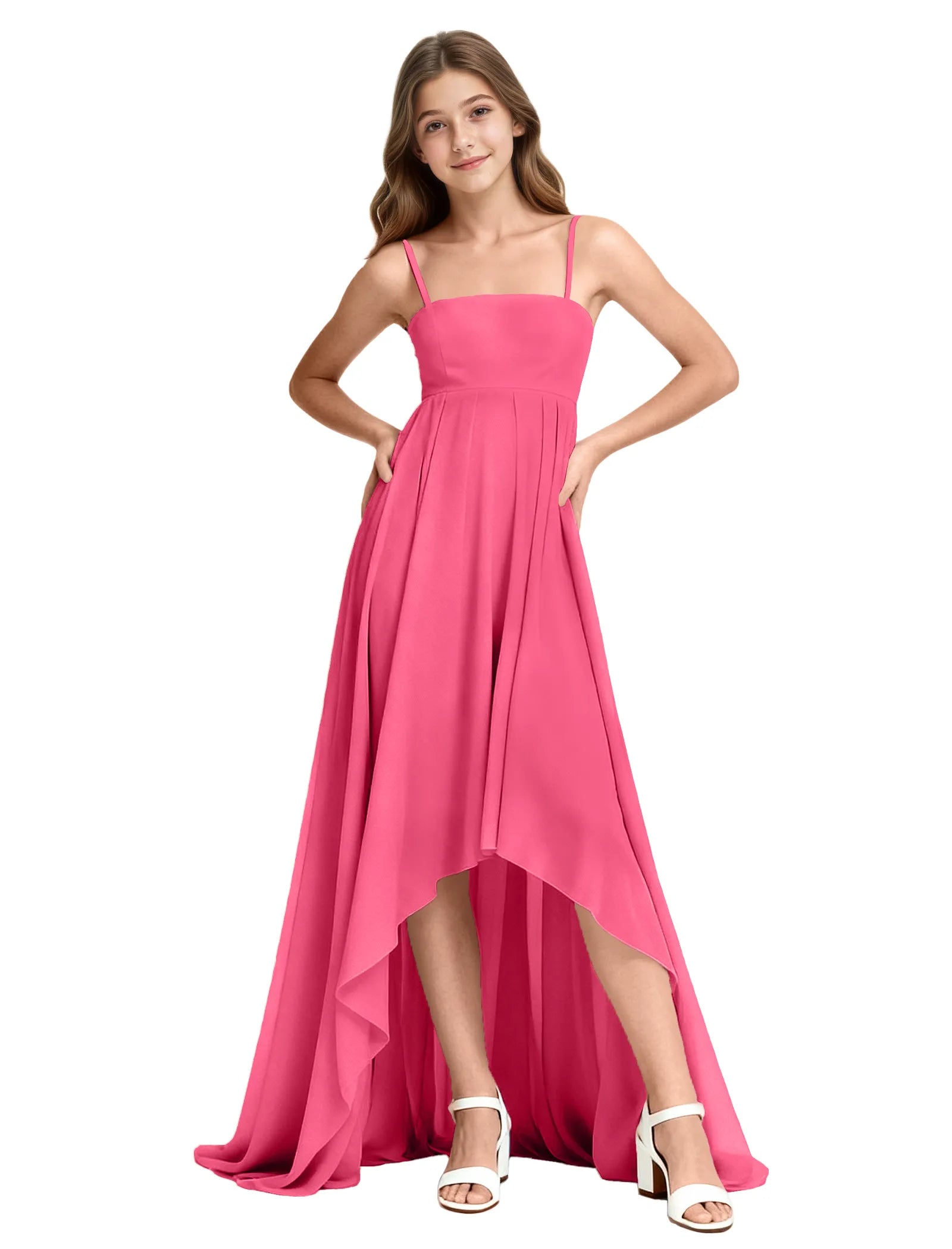 High-Low Chiffon Junior Bridesmaid Dress
