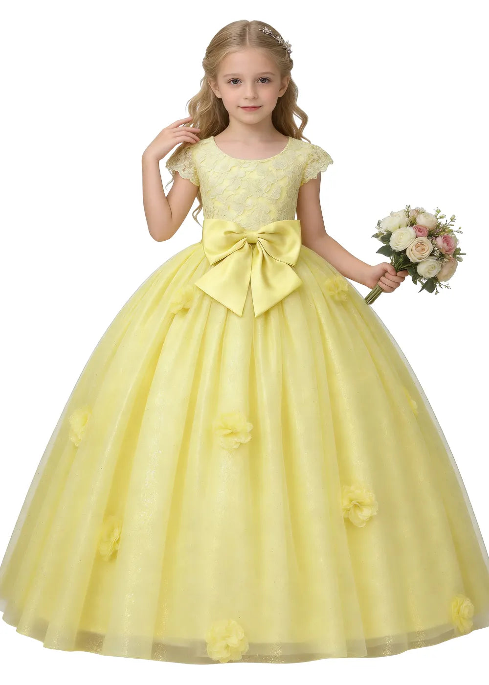 Vestido de princesa sin mangas de encaje