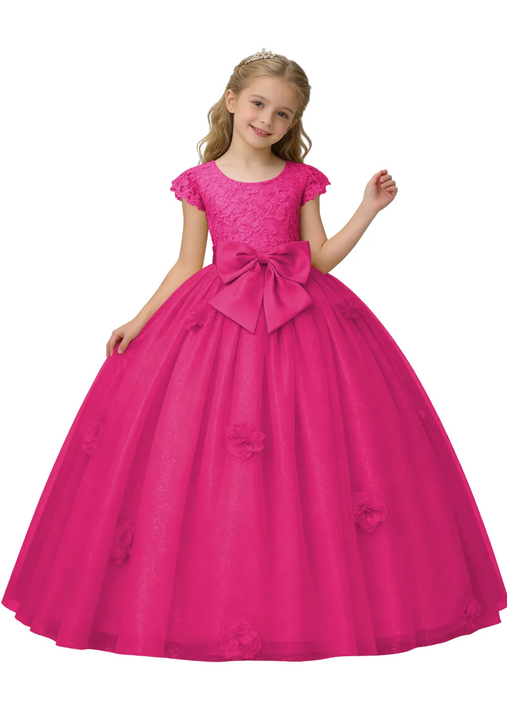 Vestido de princesa sin mangas de encaje