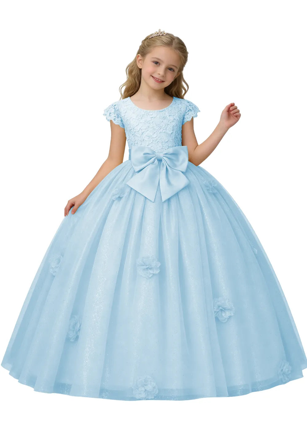 Vestido de princesa sin mangas de encaje