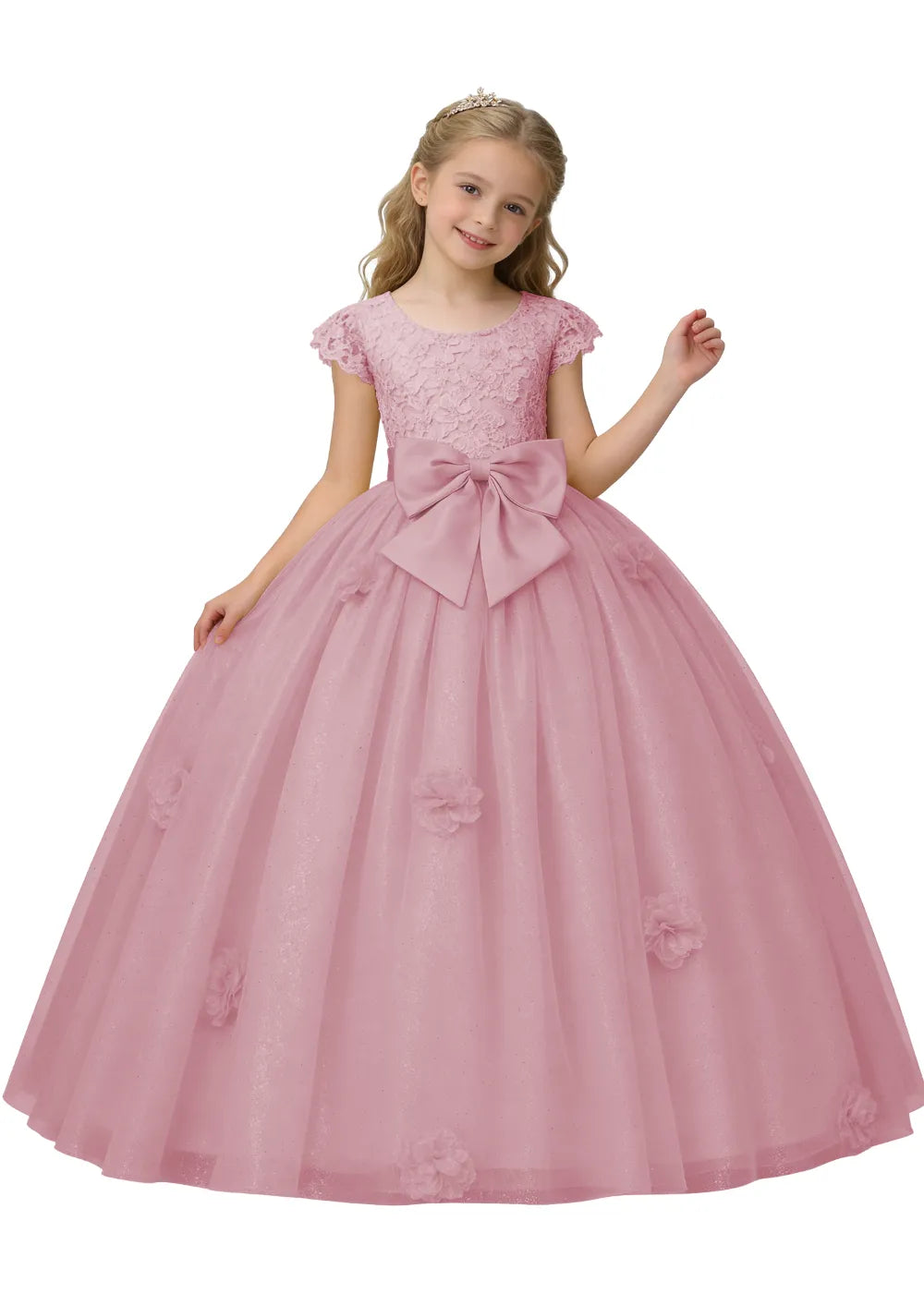 Vestido de princesa sin mangas de encaje
