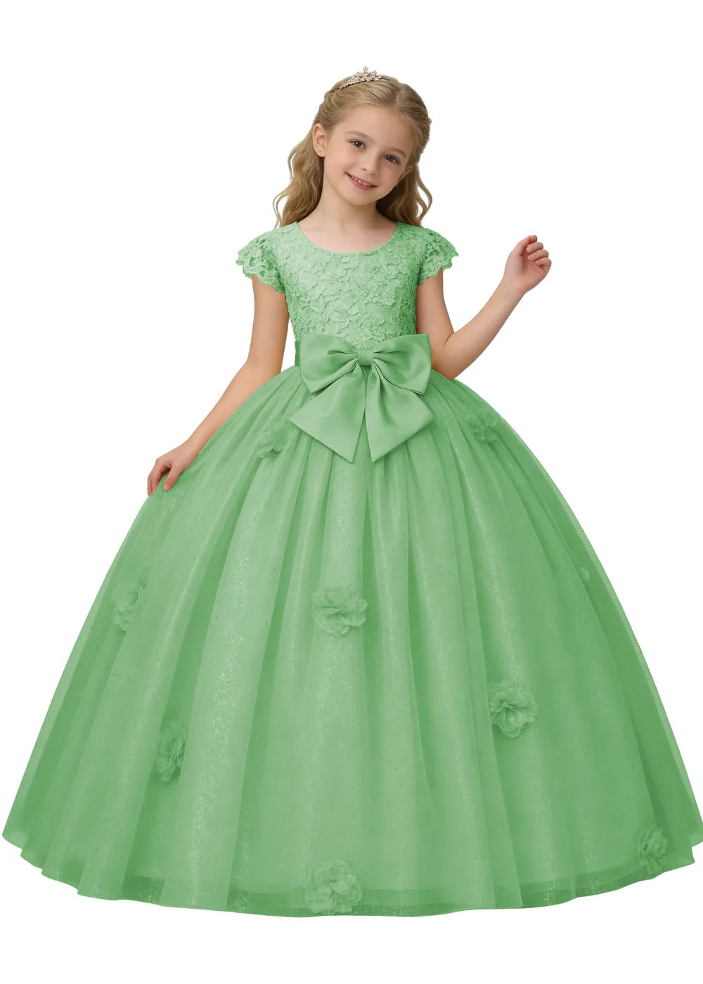 Vestido de princesa sin mangas de encaje