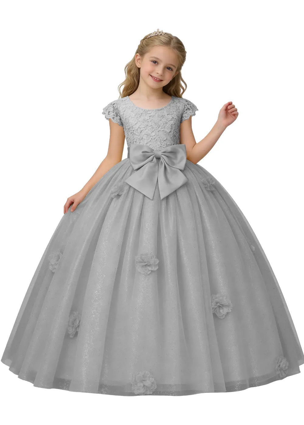 Vestido de princesa sin mangas de encaje