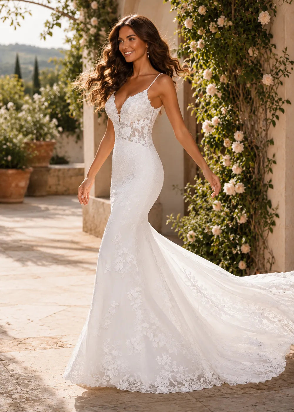 Romantic Lace Mermaid Bridal Gown
