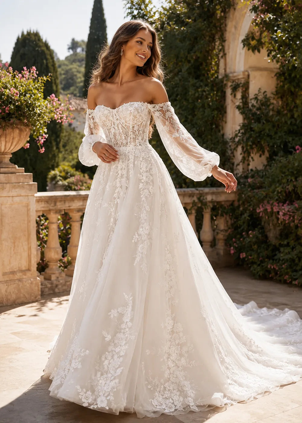 Seraphina Off-Shoulder Lace Wedding Gown
