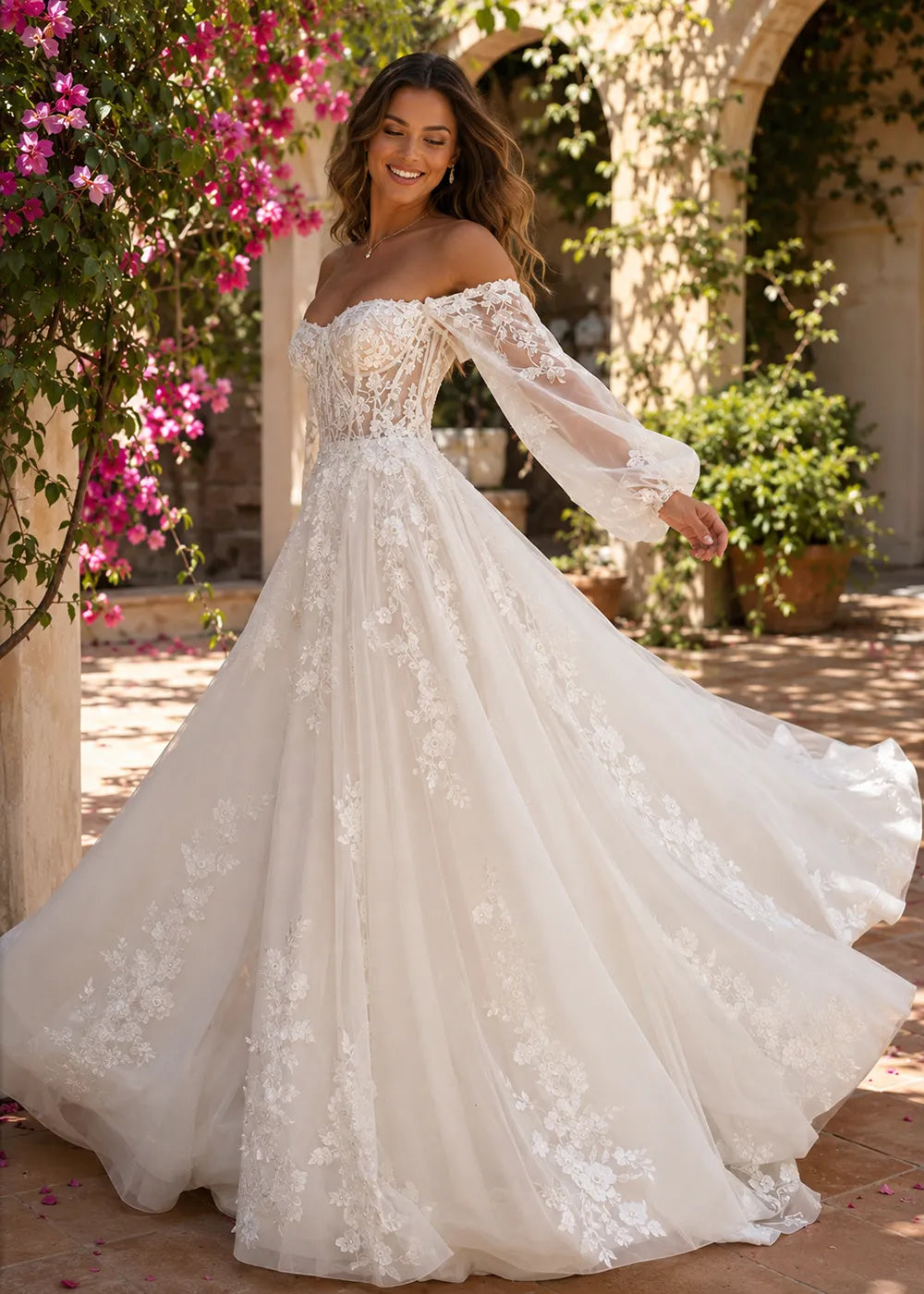 Seraphina Off-Shoulder Lace Wedding Gown