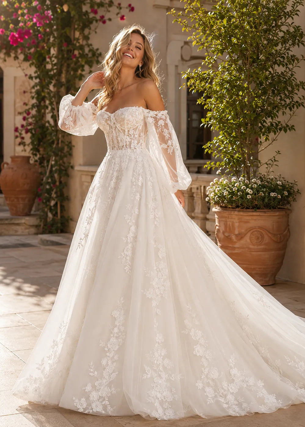 Seraphina Off-Shoulder Lace Wedding Gown
