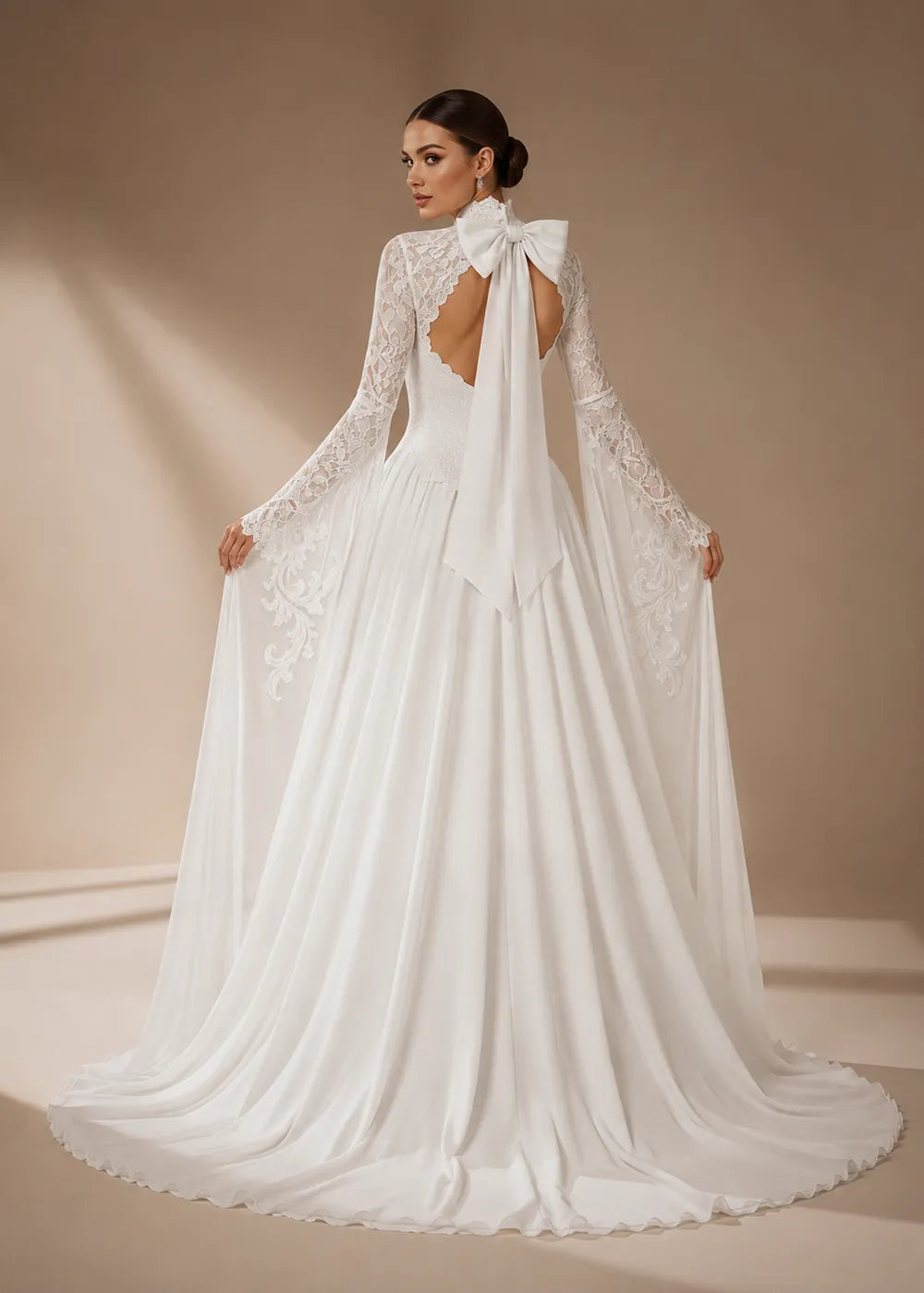 Aurelia Pearl-Draped Lace Wedding Gown