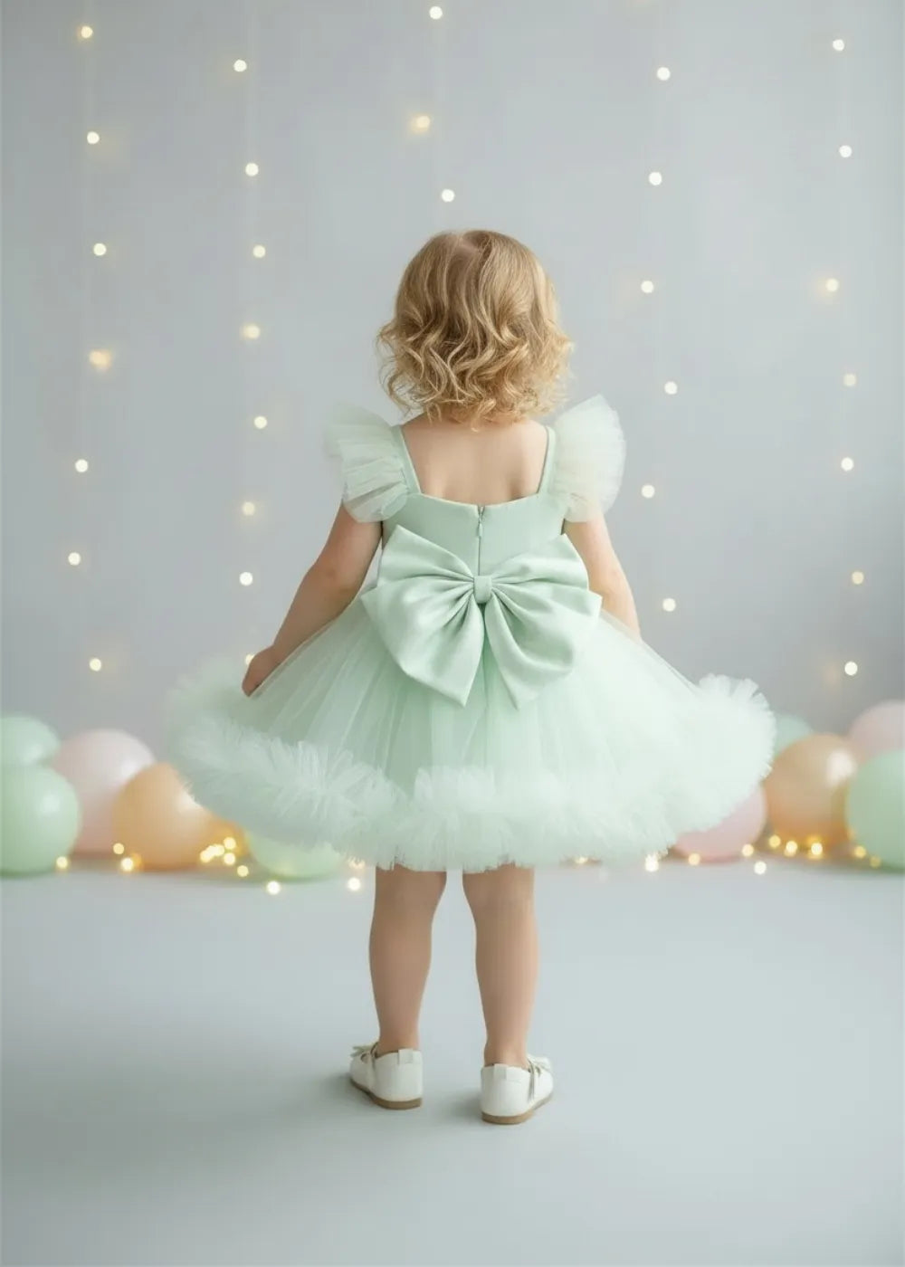 Fairy Tulle Bow Girl Party Dress