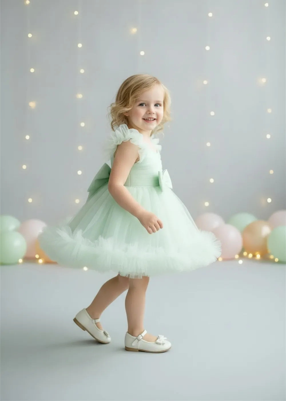 Fairy Tulle Bow Girl Party Dress