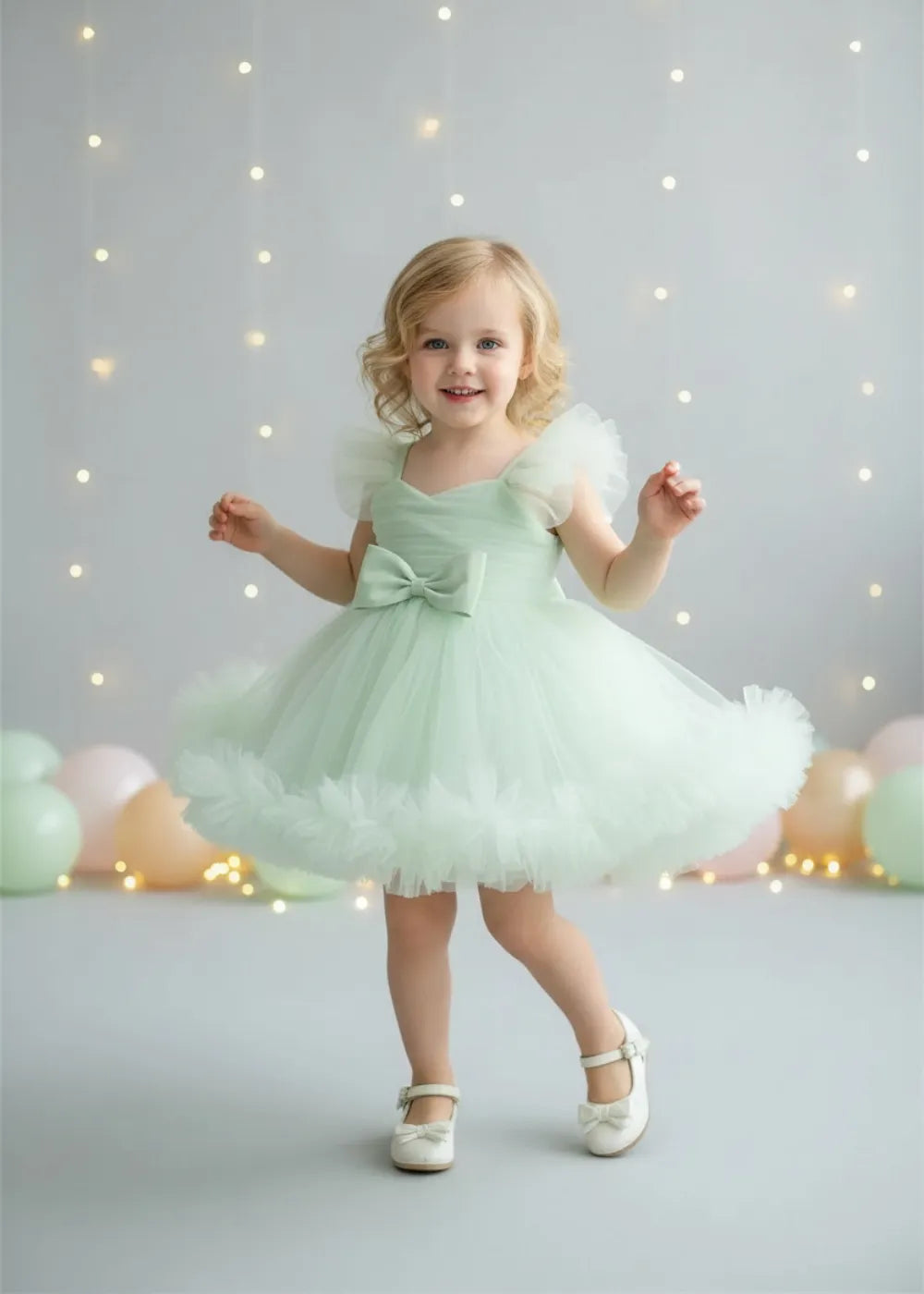 Fairy Tulle Bow Girl Party Dress