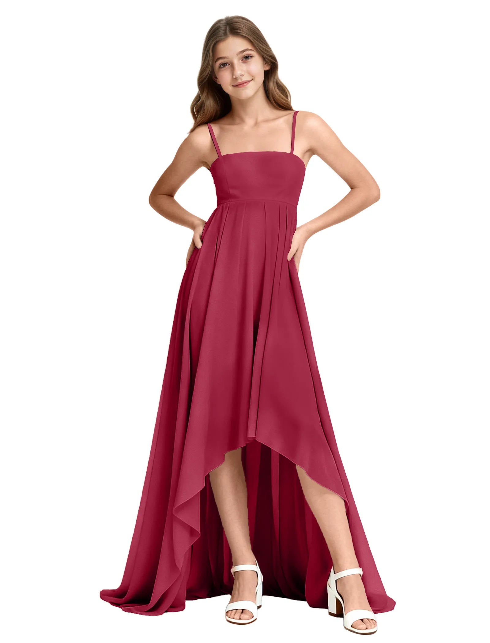 High-Low Chiffon Junior Bridesmaid Dress