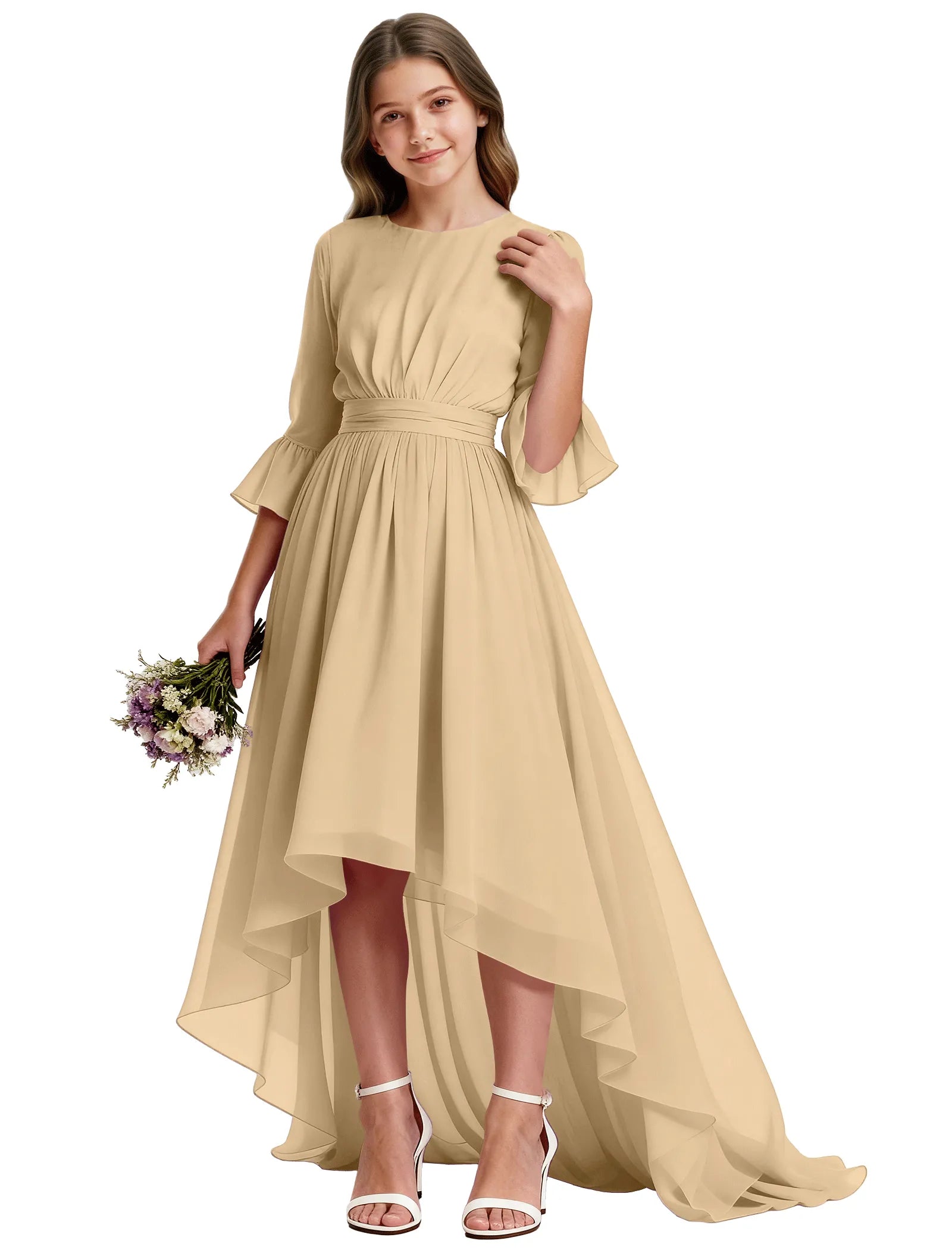 Elegant Junior High-Low Chiffon Dress