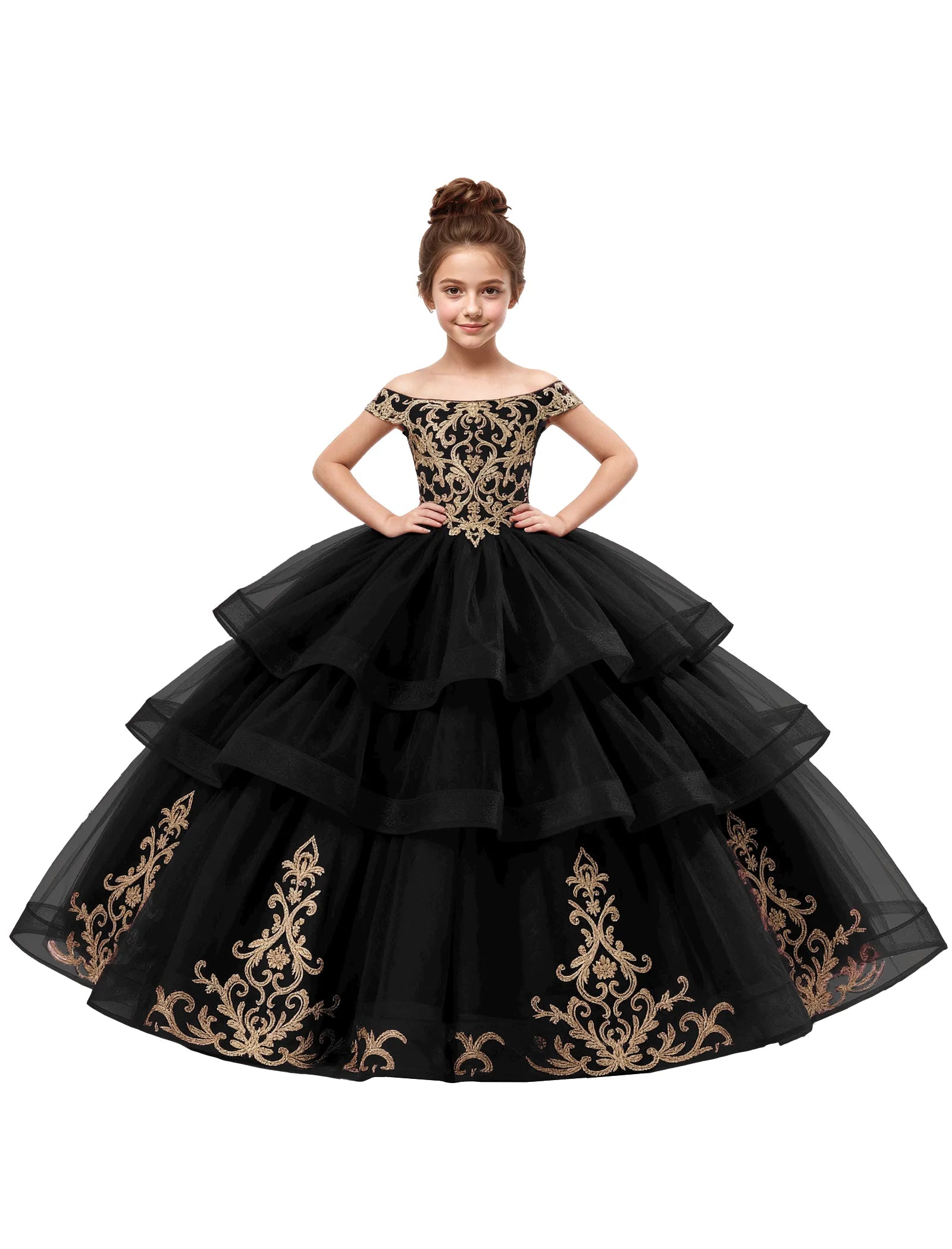 Royal Tulle Flower Girl Dress with Embroidery
