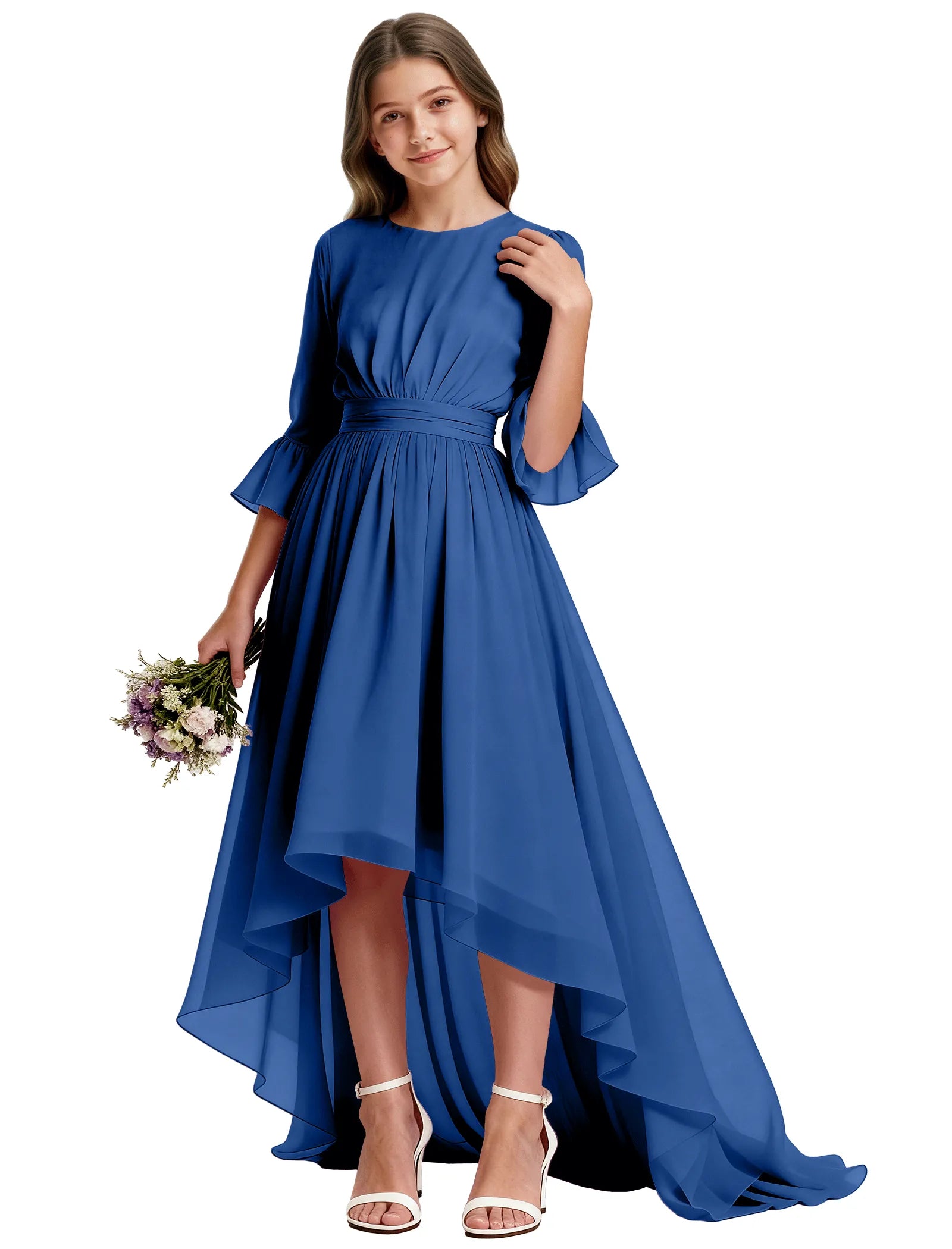 Elegant Junior High-Low Chiffon Dress