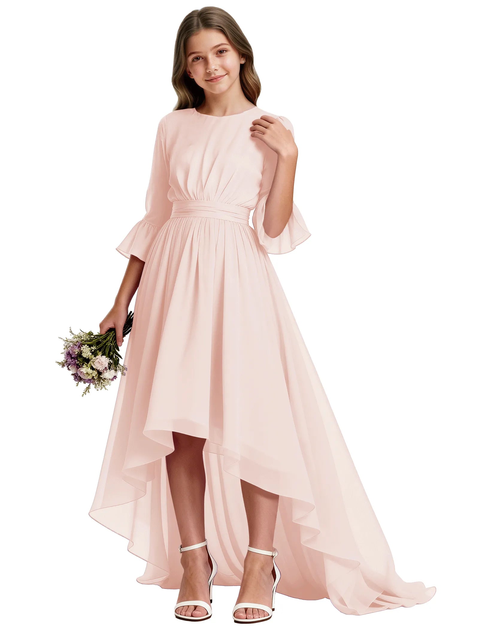 Elegant Junior High-Low Chiffon Dress