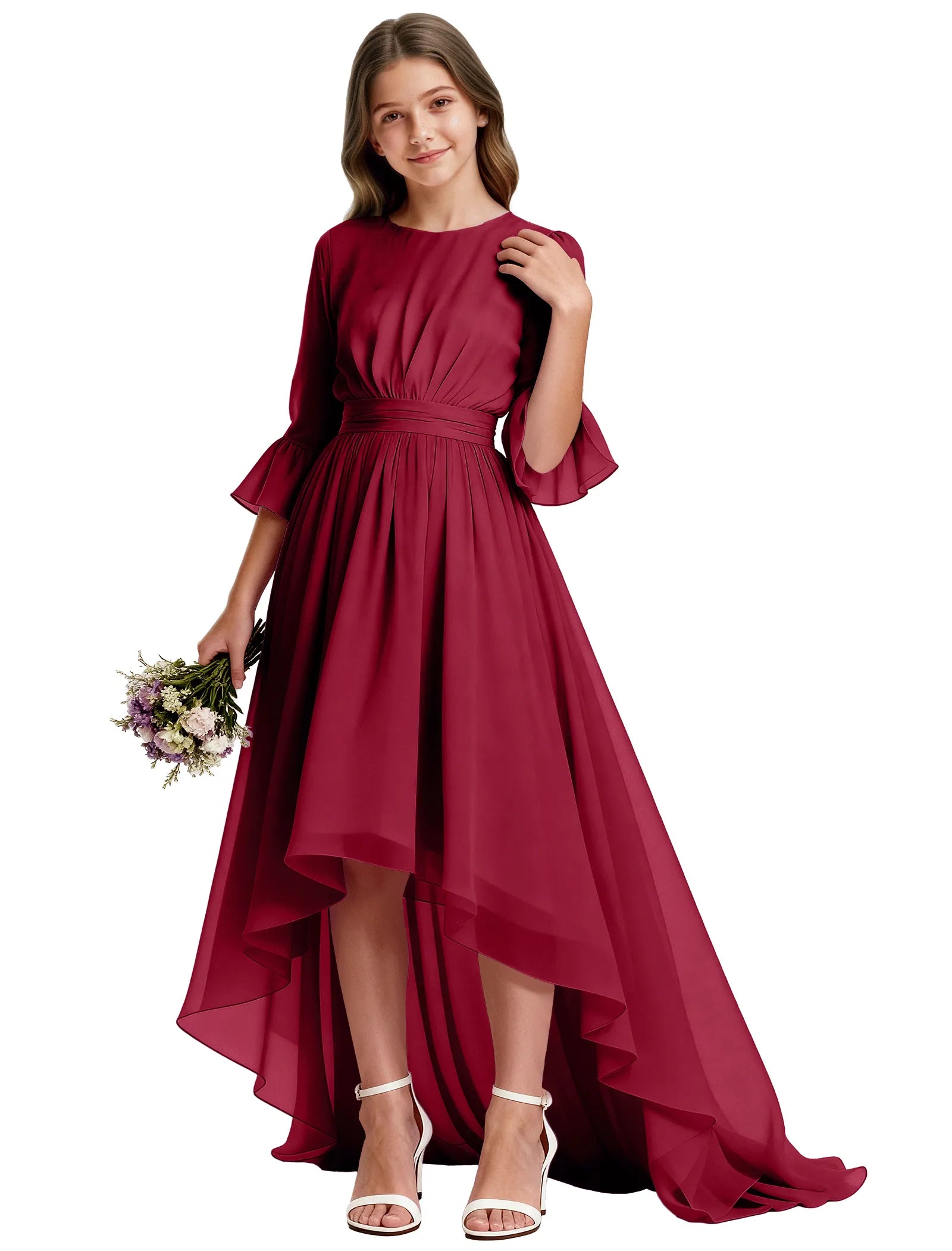 Elegant Junior High-Low Chiffon Dress